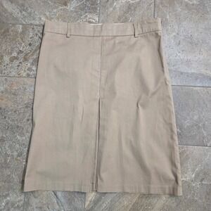 Zara Basic Khaki Skirt A-Line Career‎ Casual Work with Slit Size 8